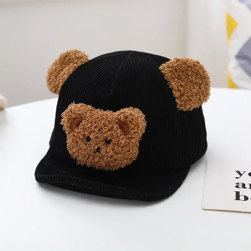 Brown Bear Embroidered Baby Cap for Boys Autumn Winter - Image 4