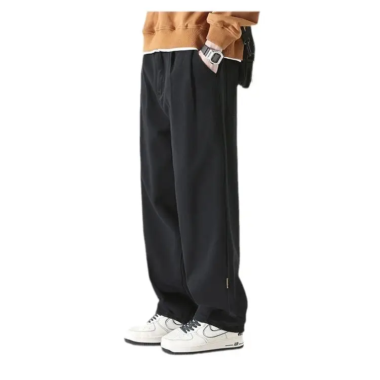 Men's Black Wide Leg Pants Solid Color Spring New - Image 8