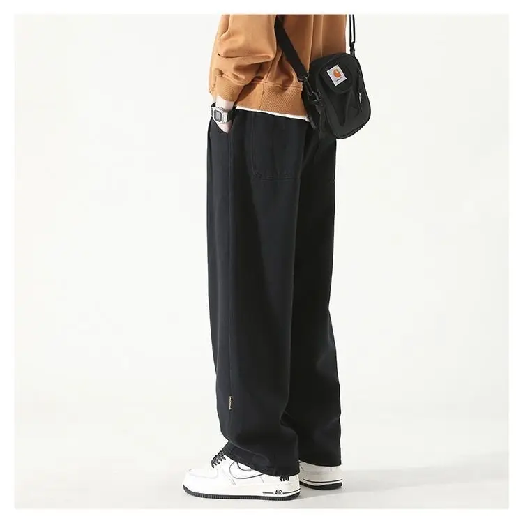 Men's Black Wide Leg Pants Solid Color Spring New — feature 11