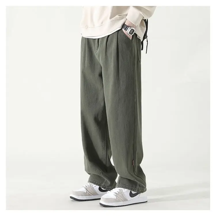 Men's Black Wide Leg Pants Solid Color Spring New — feature 17