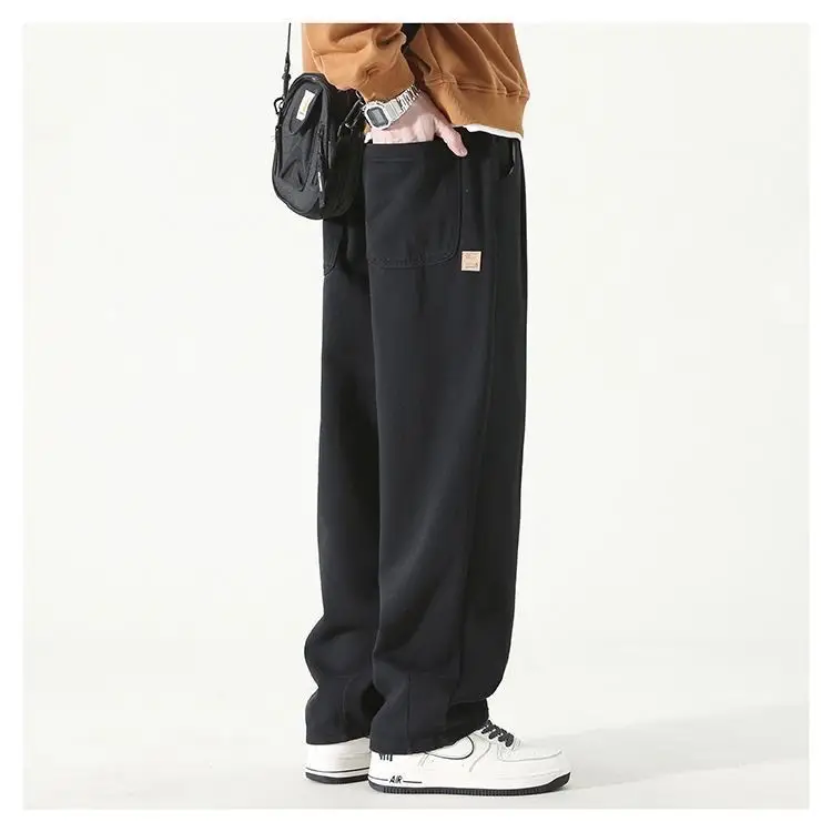 Men's Black Wide Leg Pants Solid Color Spring New — feature 18
