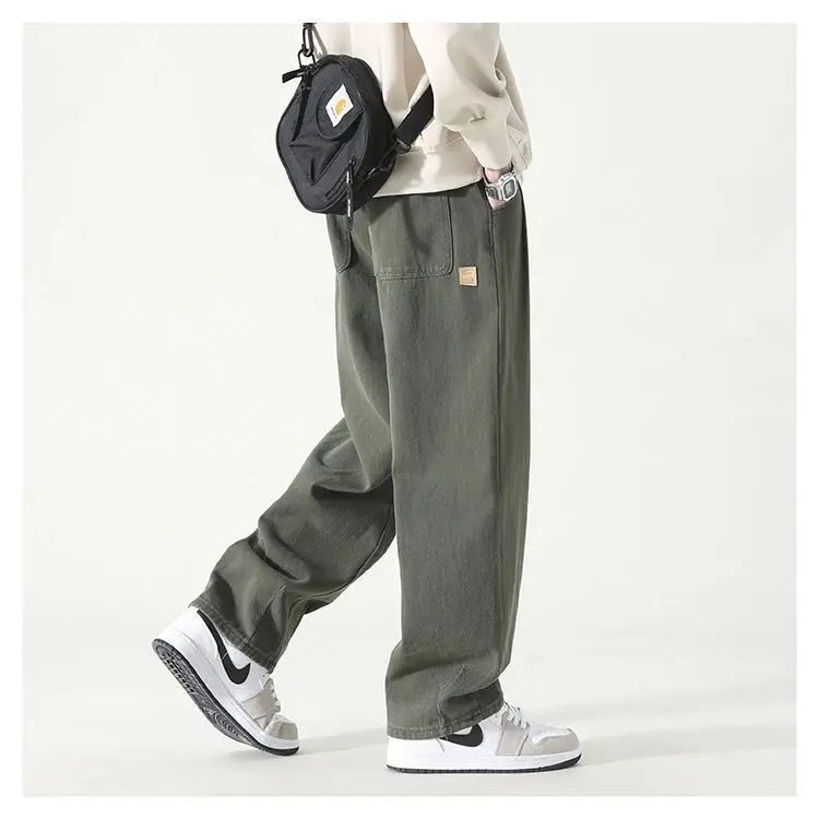 Men's Black Wide Leg Pants Solid Color Spring New — feature 4