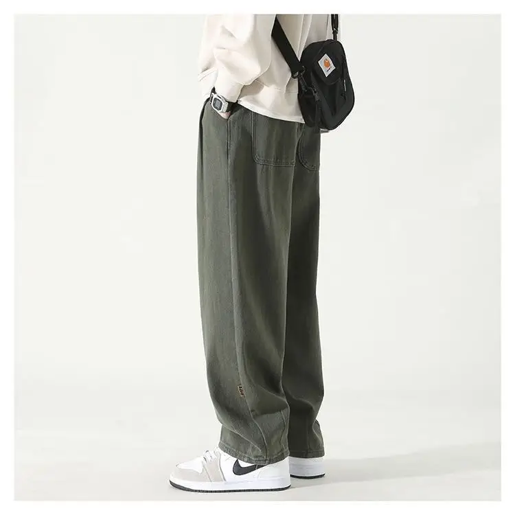 Men's Black Wide Leg Pants Solid Color Spring New — feature 9