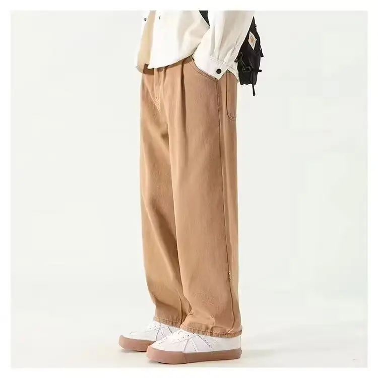 Men's Black Wide Leg Pants Solid Color Spring New - Image 3