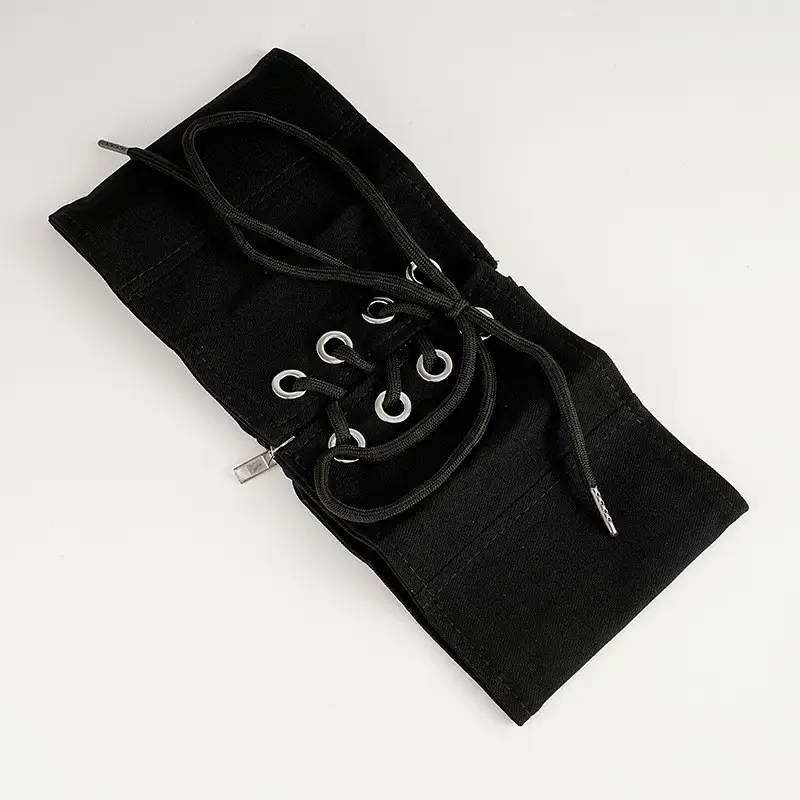 Black Elastic Waist Belt with Button Closure for Women - Image 6