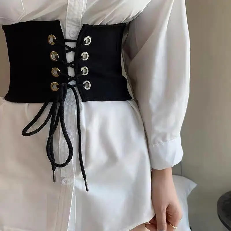 Black Elastic Waist Belt with Button Closure for Women — feature 4