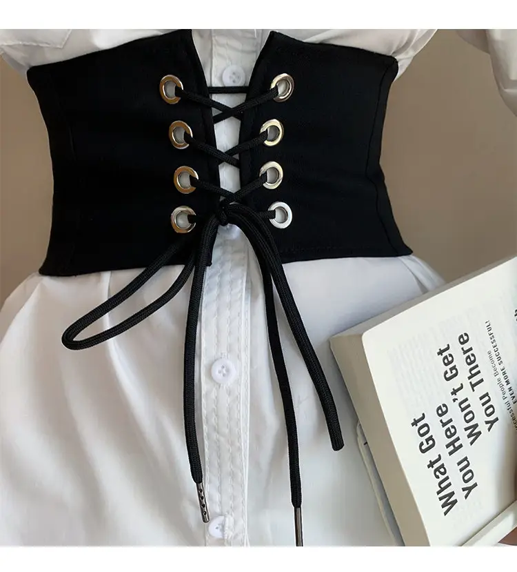 Black Elastic Waist Belt with Button Closure for Women — feature 5