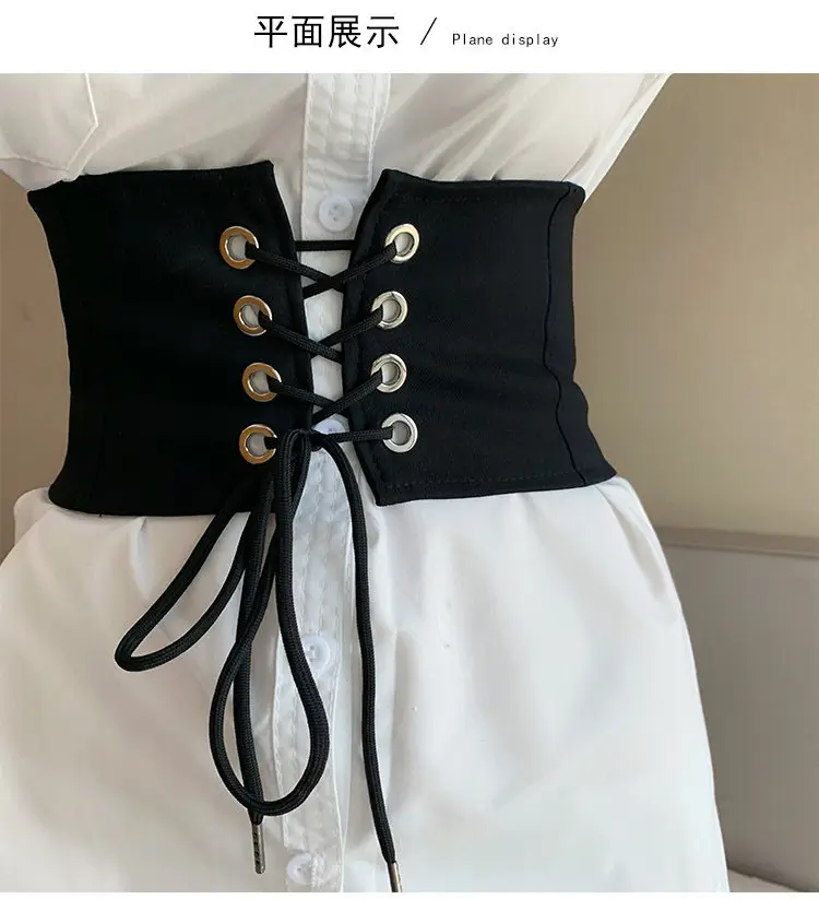 Black Elastic Waist Belt with Button Closure for Women — feature 7