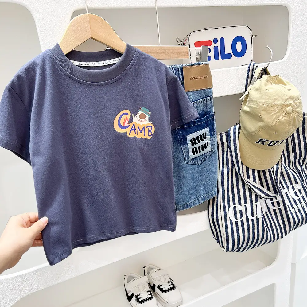 Children's White T-Shirt with "CAMP" Graphic Summer 2024 - Image 2