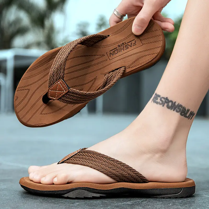Men's Black Cross-Body Slip-On Flip Flops Summer - Image 6