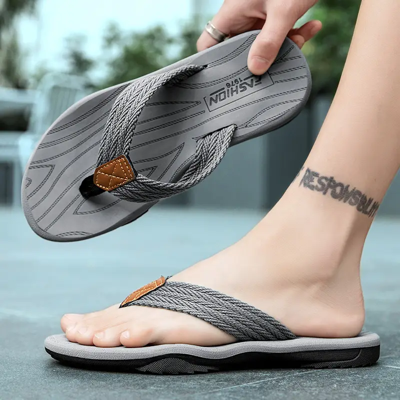 Men's Black Cross-Body Slip-On Flip Flops Summer - Image 7