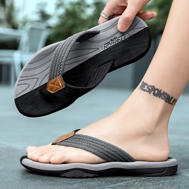 Men's Black Cross-Body Slip-On Flip Flops Summer - Image 8