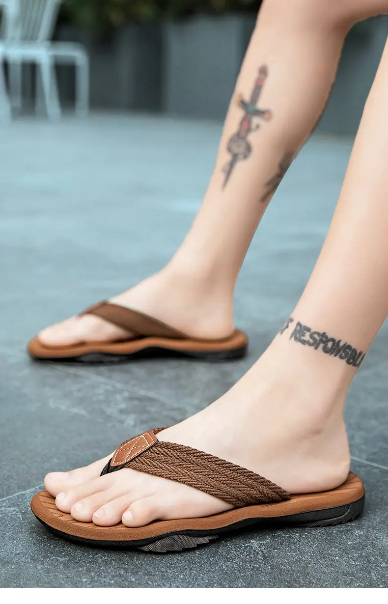 Men's Black Cross-Body Slip-On Flip Flops Summer — feature 11