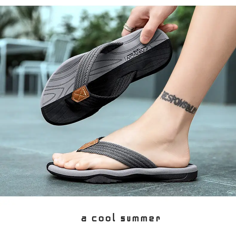 Men's Black Cross-Body Slip-On Flip Flops Summer — feature 16