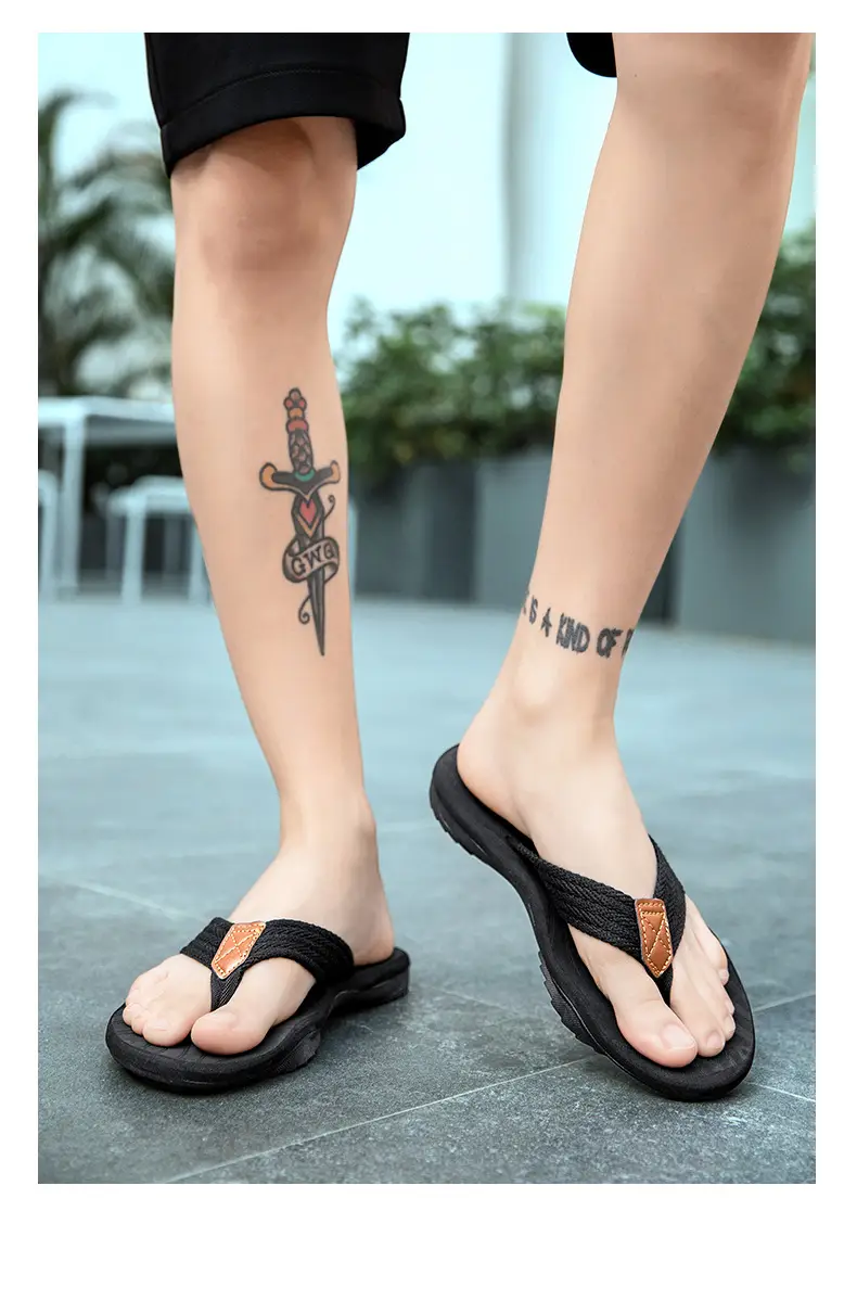 Men's Black Cross-Body Slip-On Flip Flops Summer — feature 20