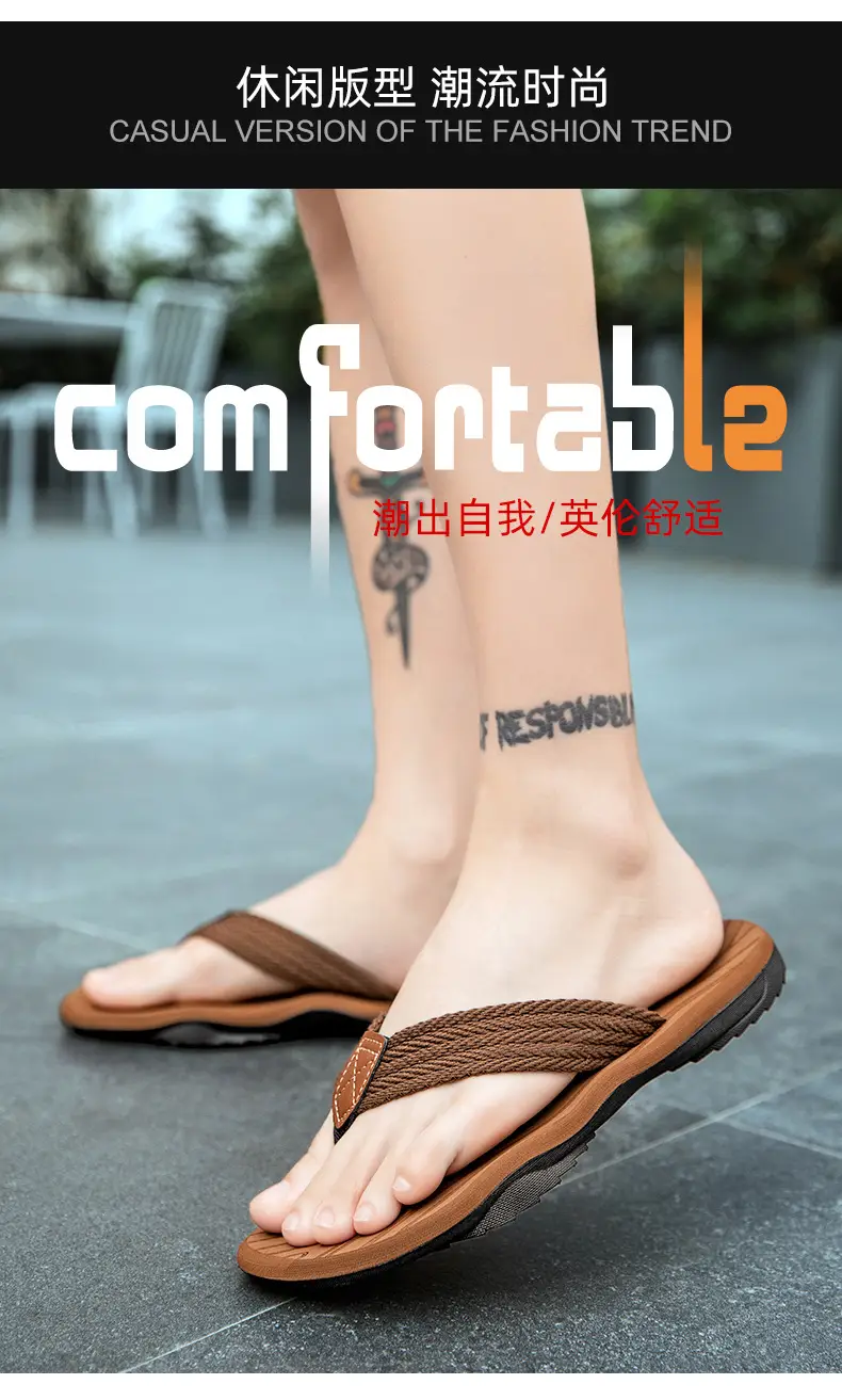 Men's Black Cross-Body Slip-On Flip Flops Summer — feature 3