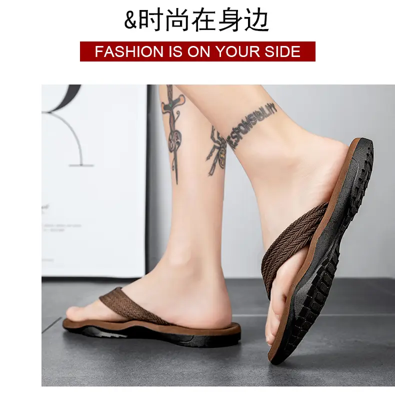 Men's Black Cross-Body Slip-On Flip Flops Summer — feature 33