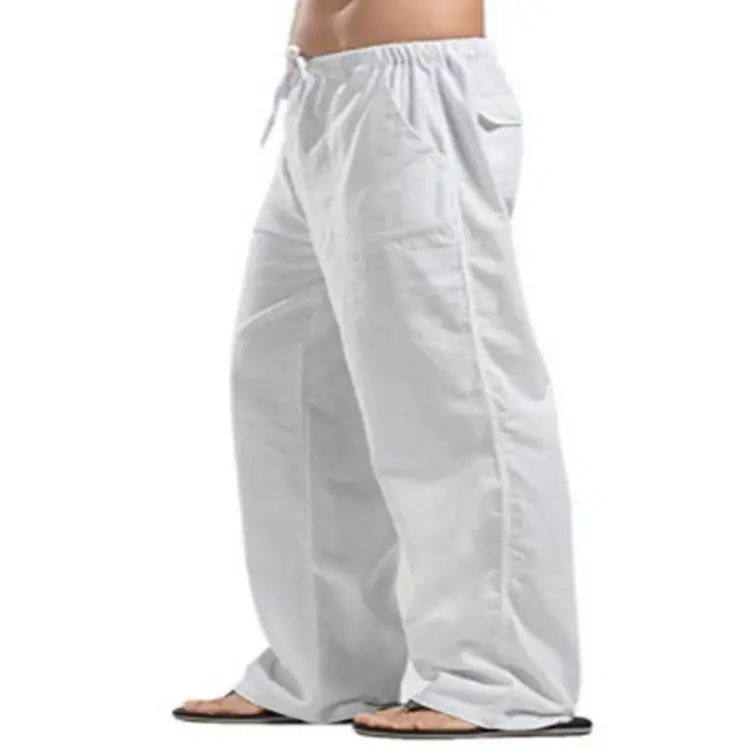 Men's Linen Casual Pants Spring Autumn Black White — feature 11