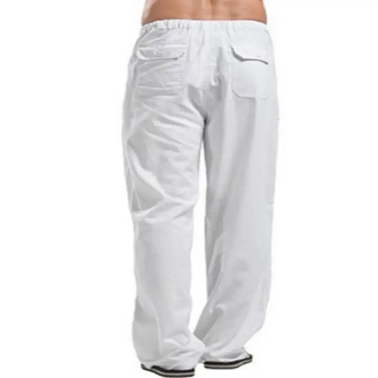 Men's Linen Casual Pants Spring Autumn Black White — feature 12