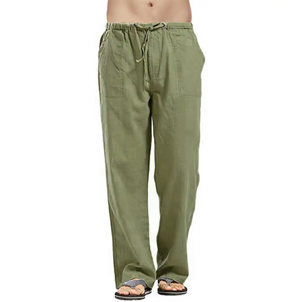 Men's Linen Casual Pants Spring Autumn Black White — feature 13