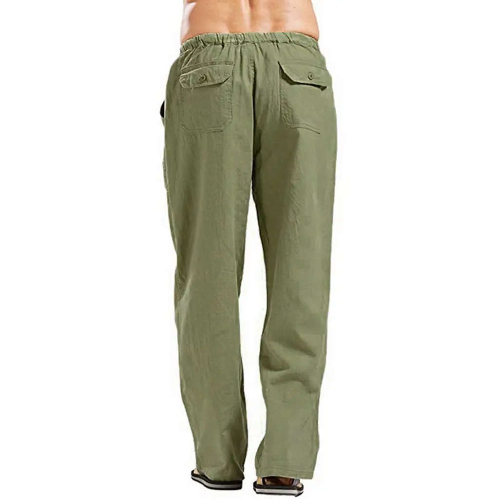 Men's Linen Casual Pants Spring Autumn Black White — feature 15