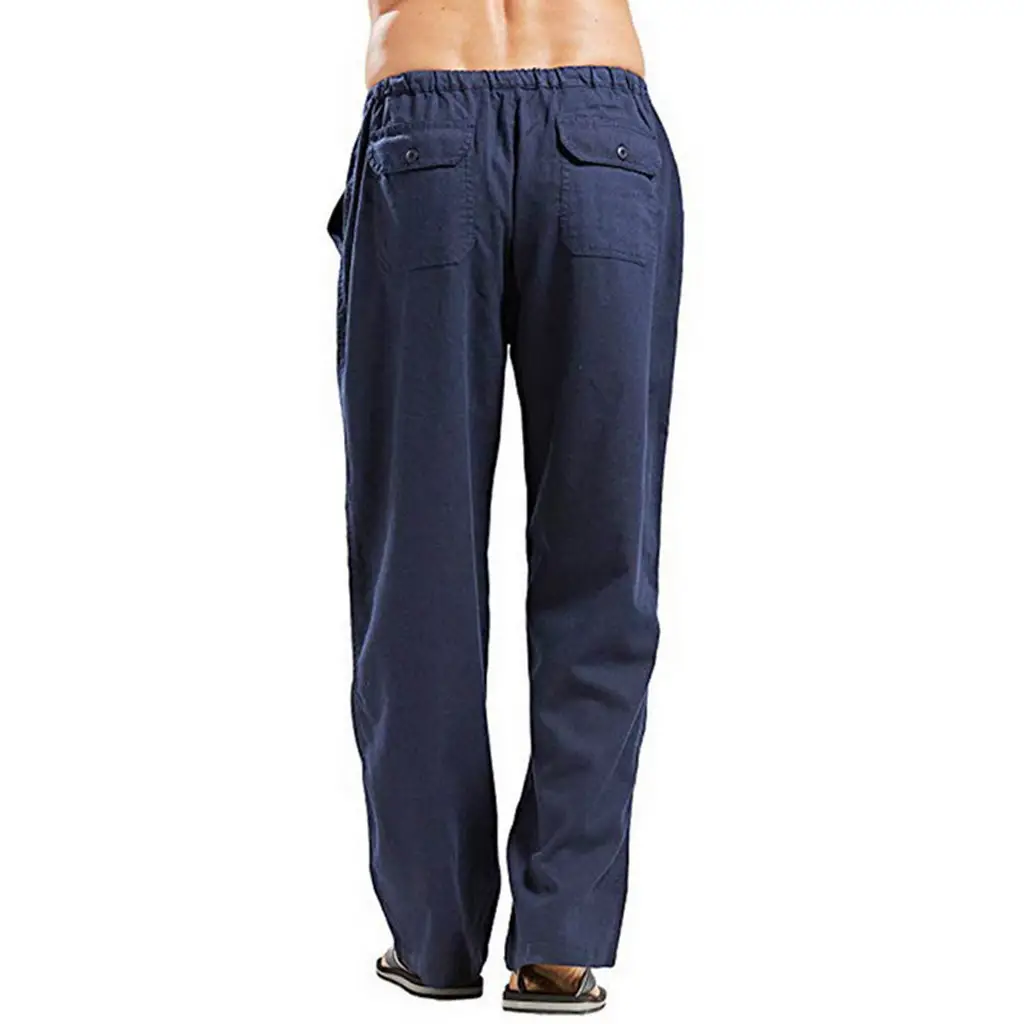 Men's Linen Casual Pants Spring Autumn Black White — feature 18