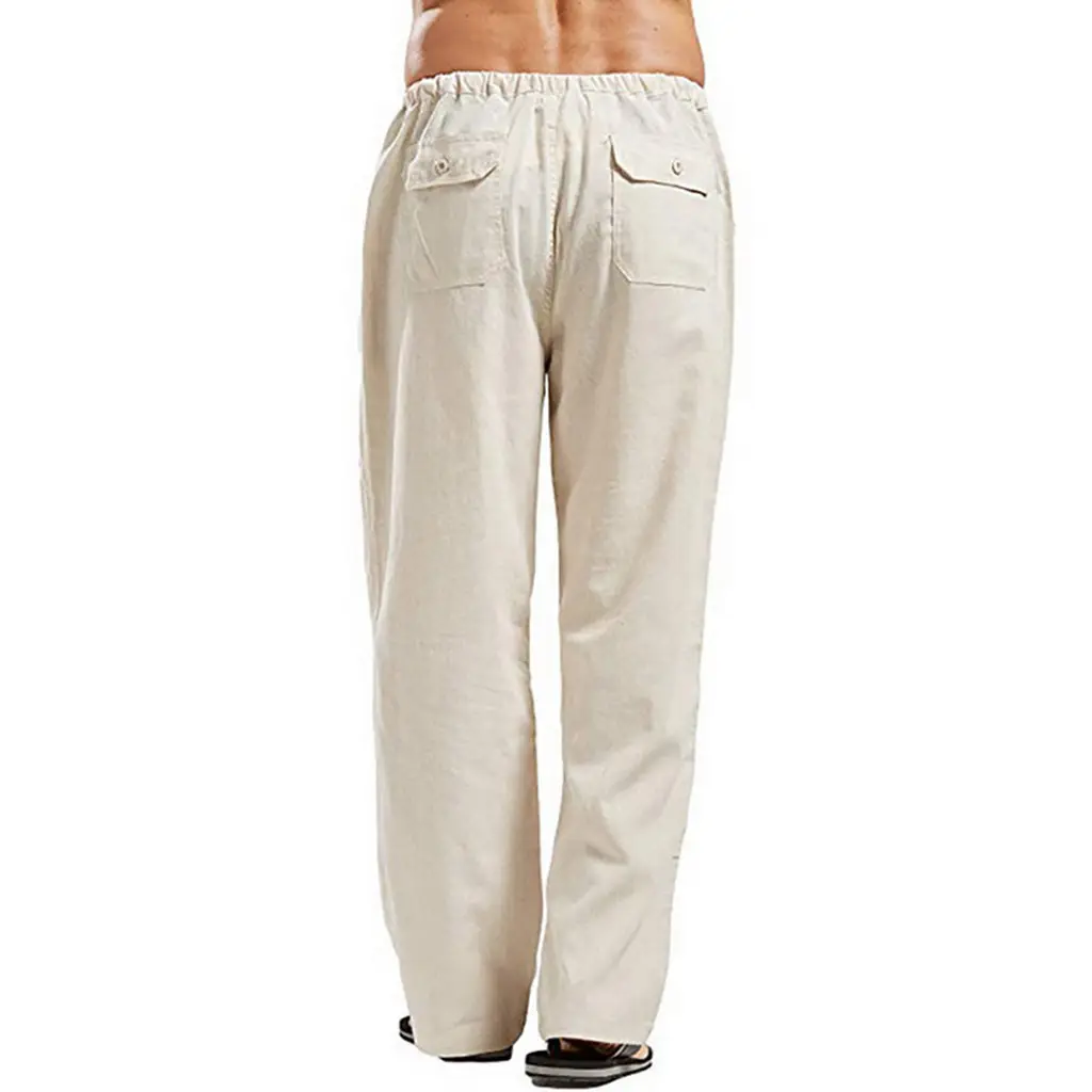Men's Linen Casual Pants Spring Autumn Black White — feature 21
