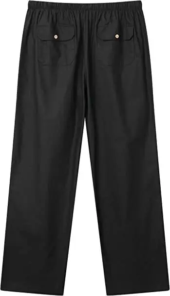 Men's Linen Casual Pants Spring Autumn Black White — feature 4