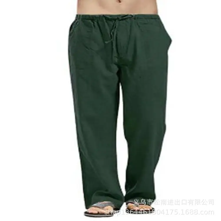 Men's Linen Casual Pants Spring Autumn Black White