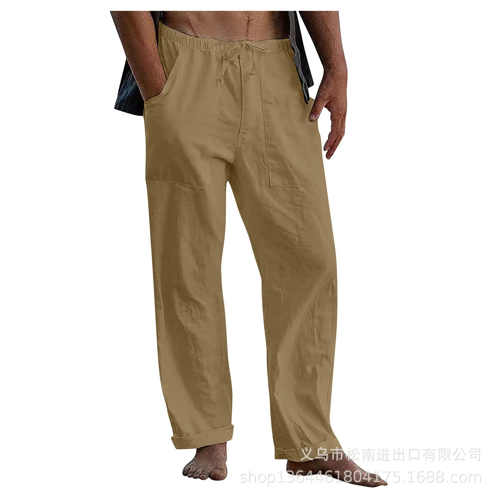 Men's Linen Casual Pants Spring Autumn Black White