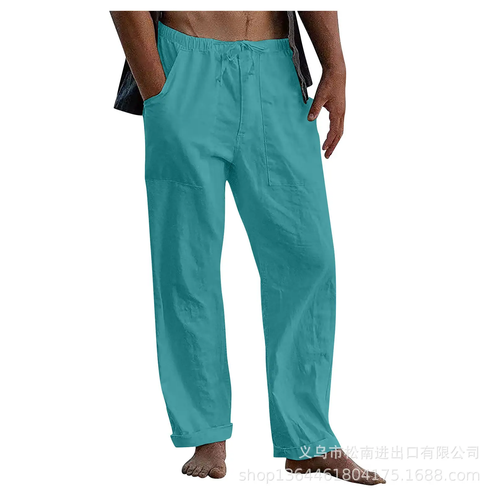 Men's Linen Casual Pants Spring Autumn Black White