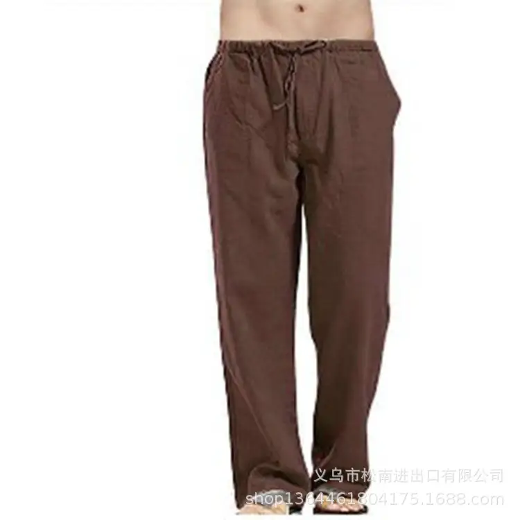 Men's Linen Casual Pants Spring Autumn Black White