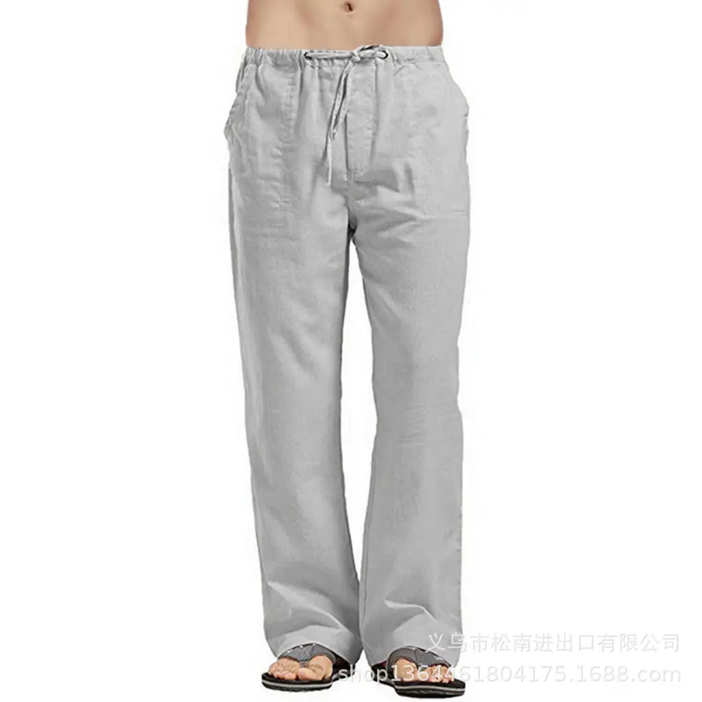 Men's Linen Casual Pants Spring Autumn Black White