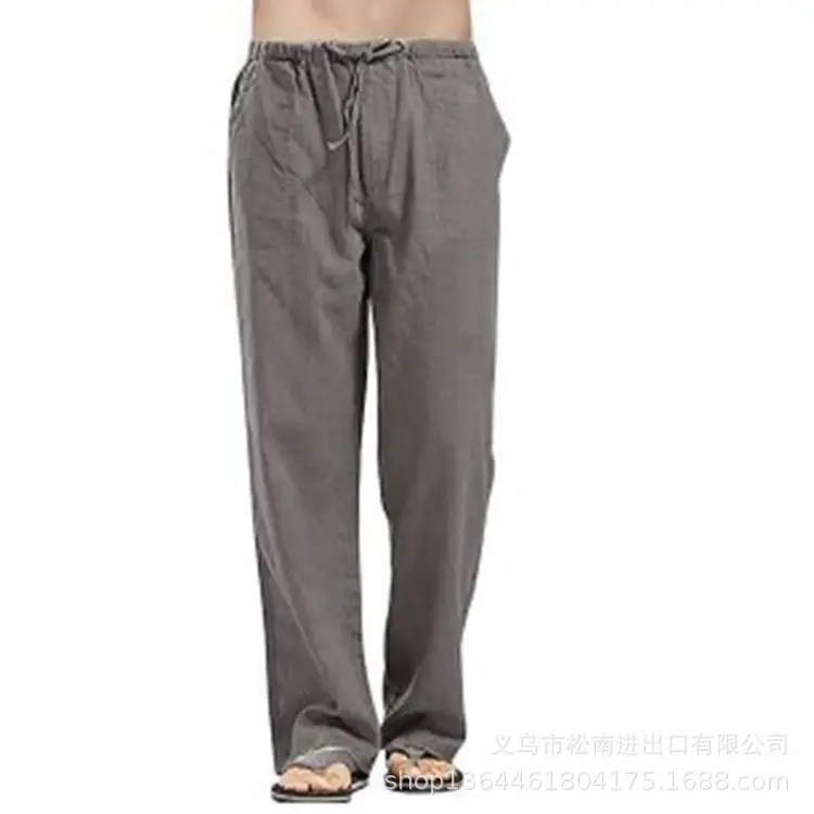 Men's Linen Casual Pants Spring Autumn Black White
