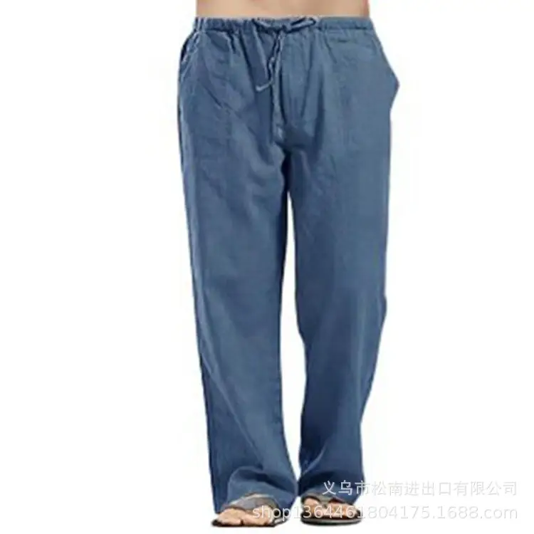 Men's Linen Casual Pants Spring Autumn Black White