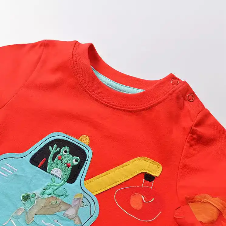 Kids Cartoon Car T-Shirt Red Boys Summer - Image 2