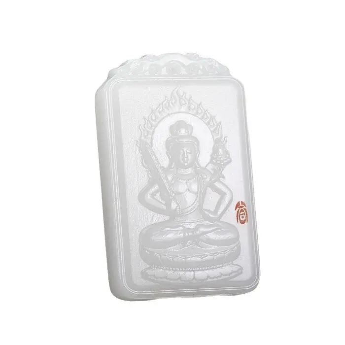 Afghan White Jade Eight Patron Deity Pendant