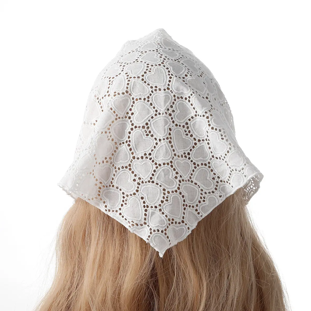 White Flower Lace Triangle Scarf for Girls — feature 10