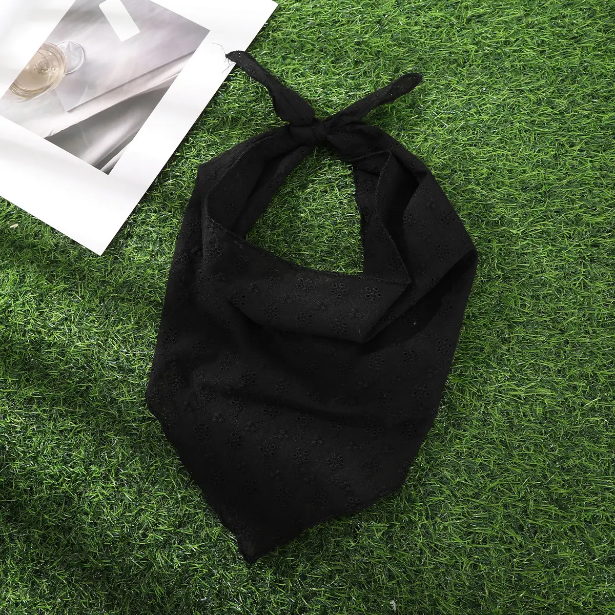 White Flower Lace Triangle Scarf for Girls - Image 2