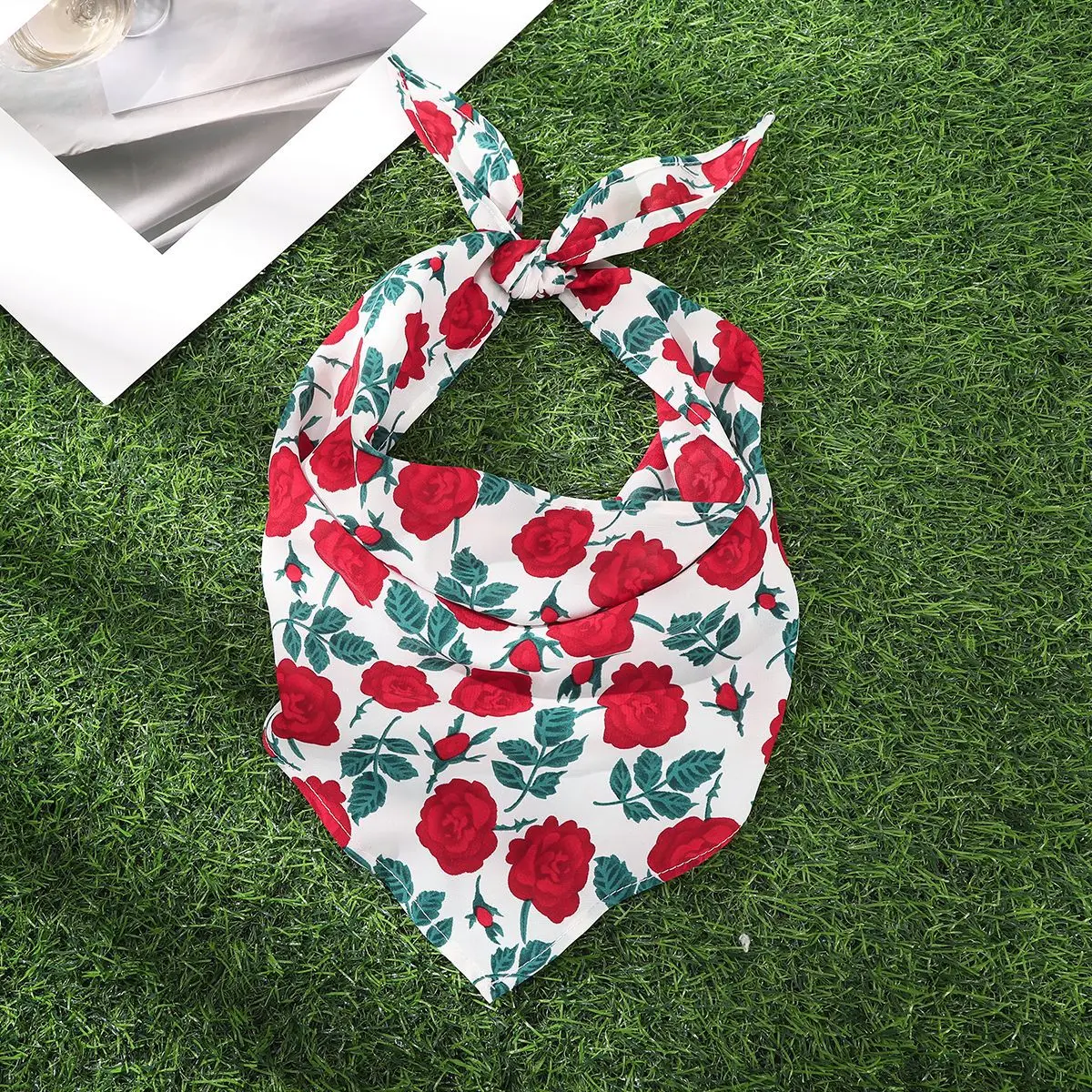 White Flower Lace Triangle Scarf for Girls - Image 5