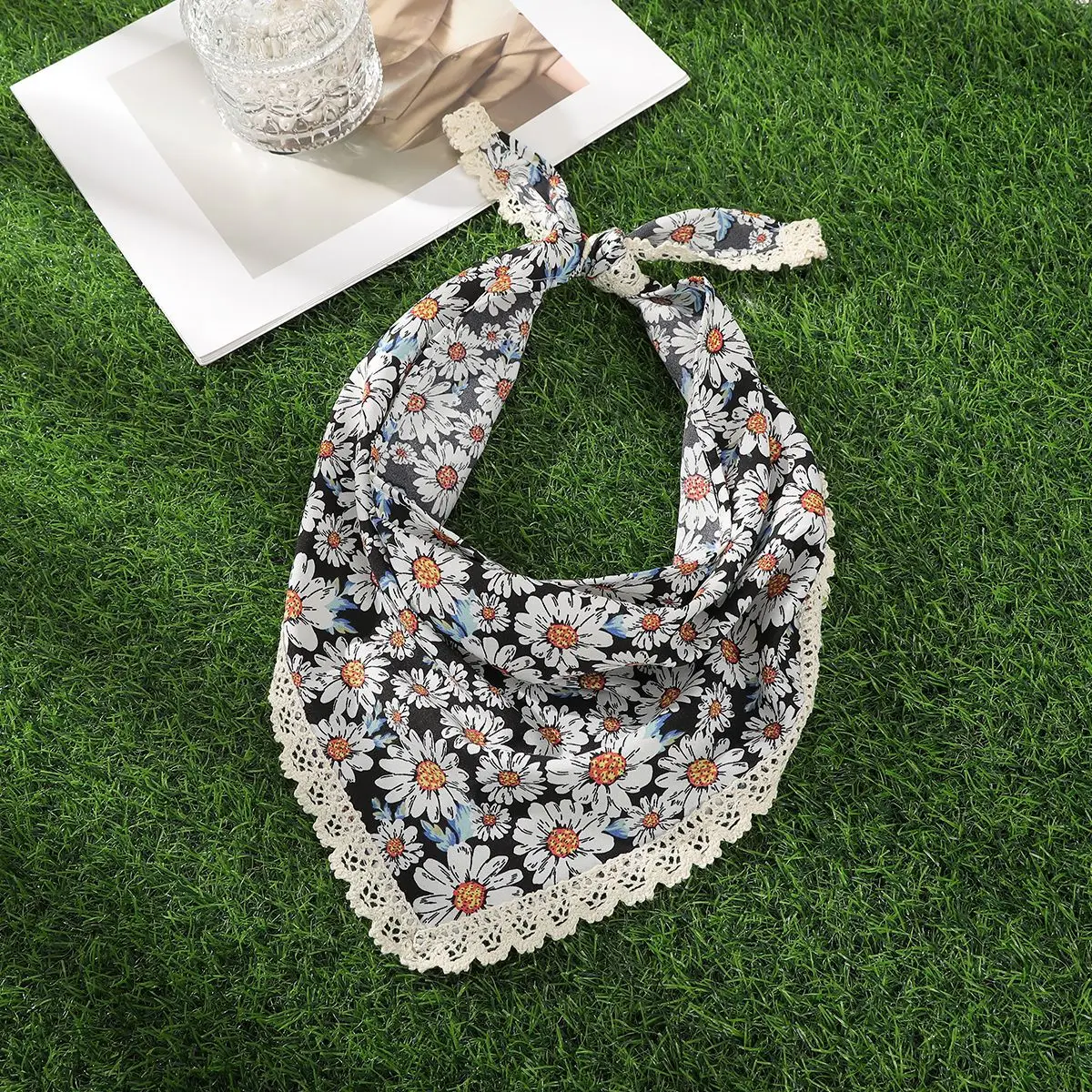 White Flower Lace Triangle Scarf for Girls - Image 6