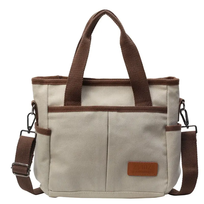 Korean Rui Canvas Women's Crossbody Tote Bag Brown - Image 2