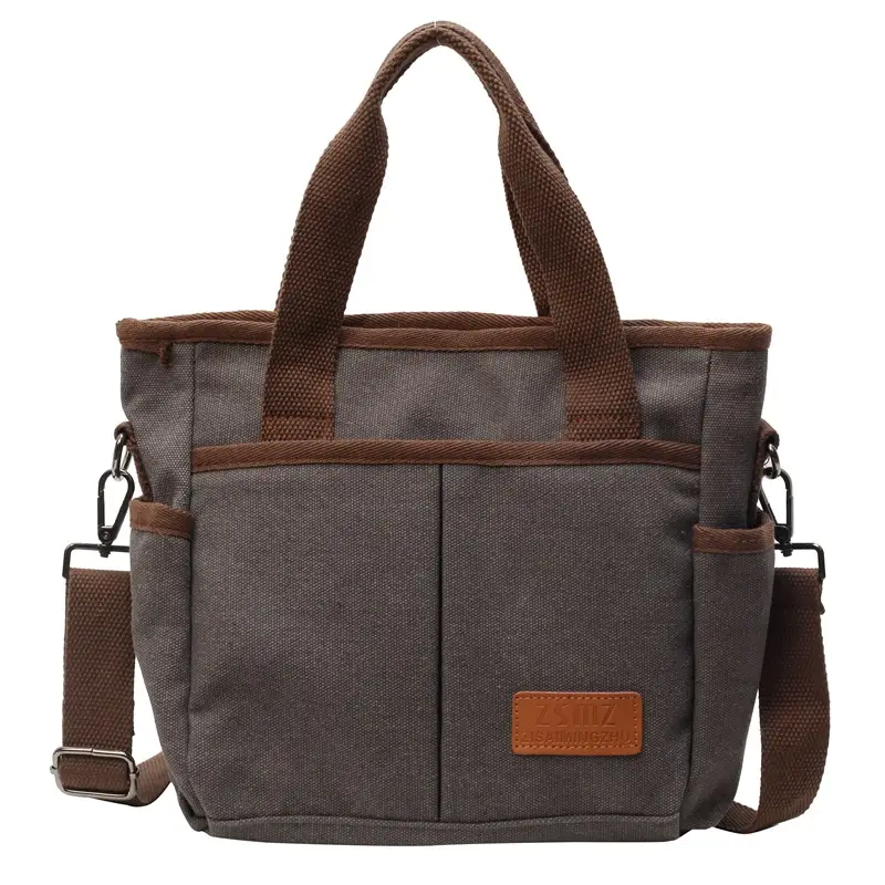 Korean Rui Canvas Women's Crossbody Tote Bag Brown - Image 3