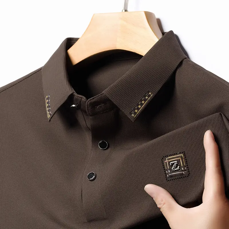 Men's Dark Blue Polo Long Sleeve T-Shirt - Image 5