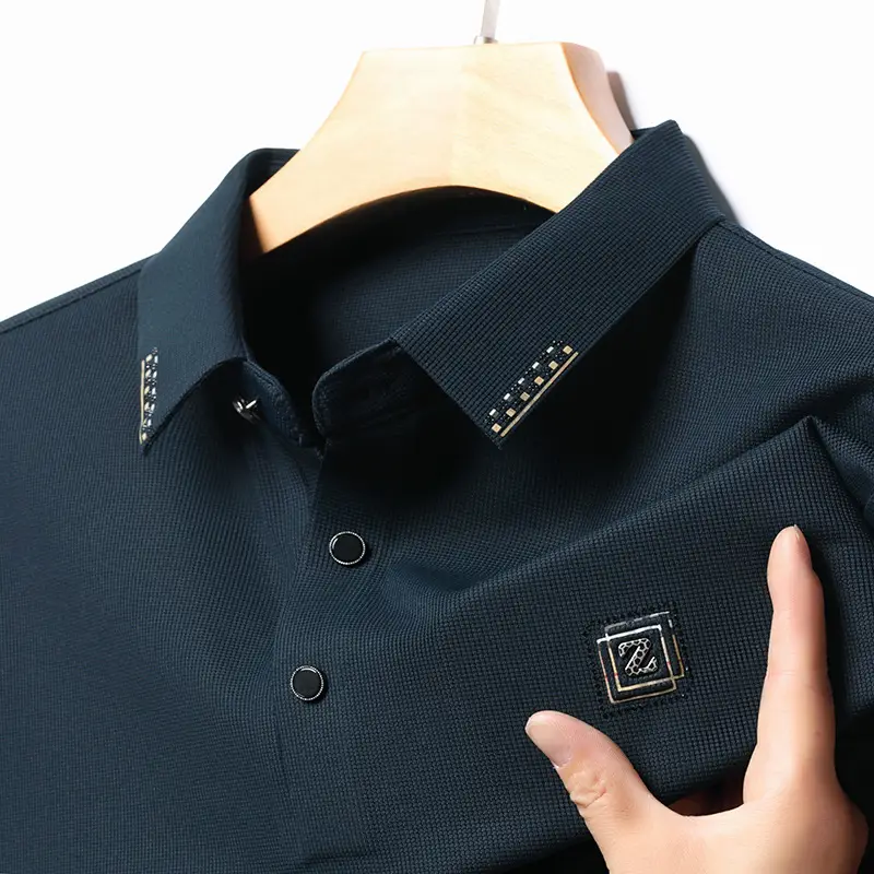 Men's Dark Blue Polo Long Sleeve T-Shirt - Image 6