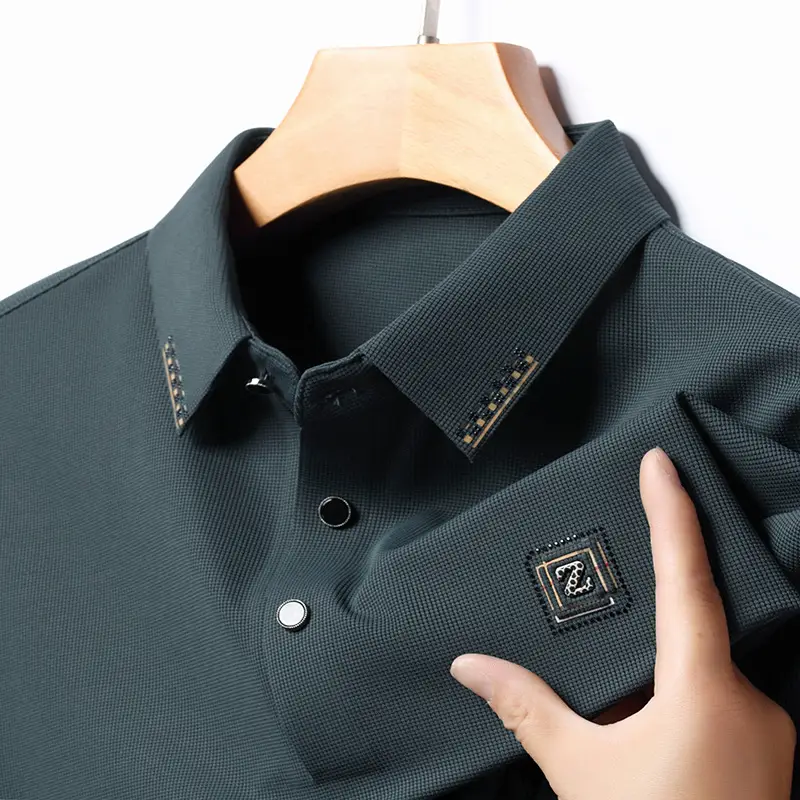 Men's Dark Blue Polo Long Sleeve T-Shirt - Image 7