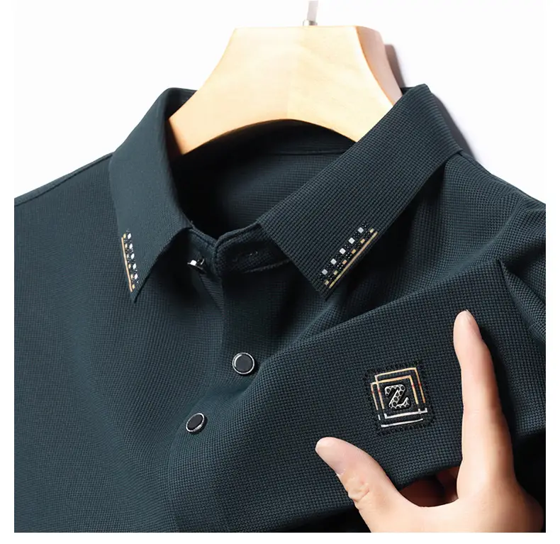 Men's Dark Blue Polo Long Sleeve T-Shirt — feature 17