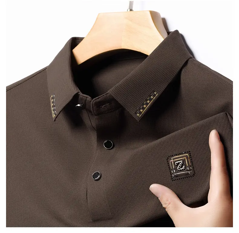 Men's Dark Blue Polo Long Sleeve T-Shirt — feature 25