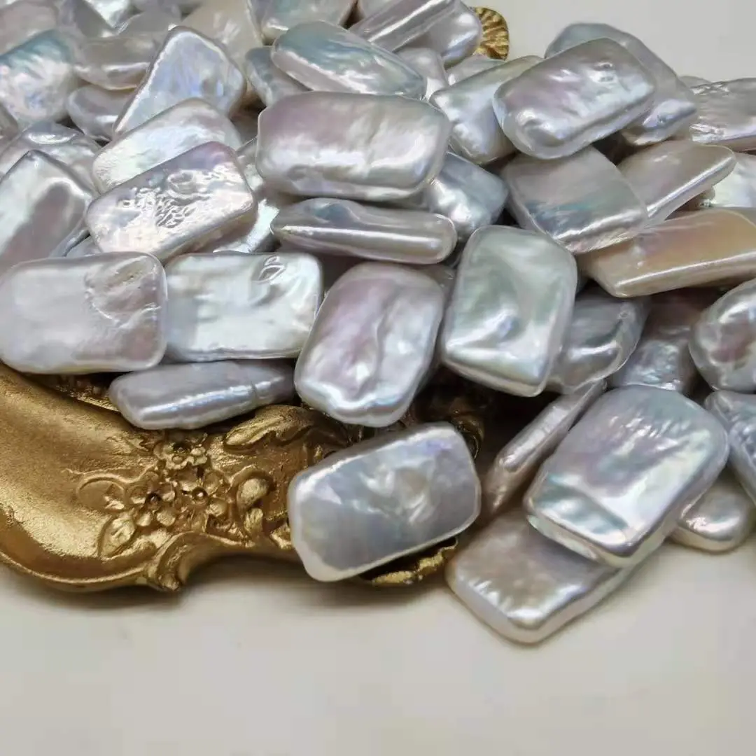 Freshwater Pearl Baroque Square Silver White Baroque Gloss - Image 2
