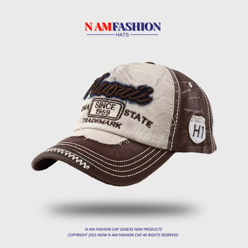Men Korean Style Retro Washed Baseball Cap Pink Blue - Image 7